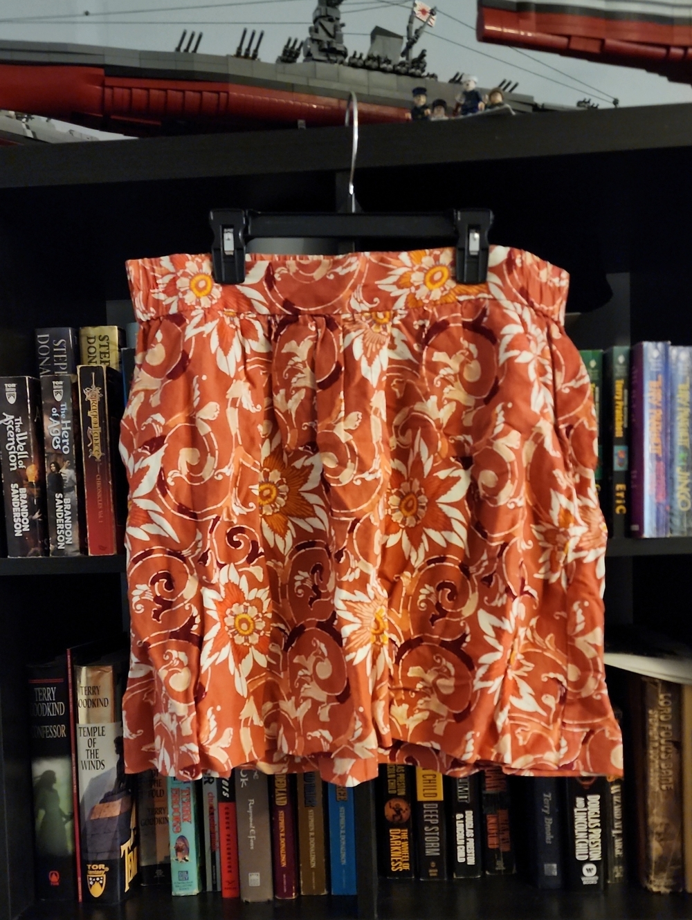 LOFT Rust Floral Circle Skirt with Cream & Yellow Accents